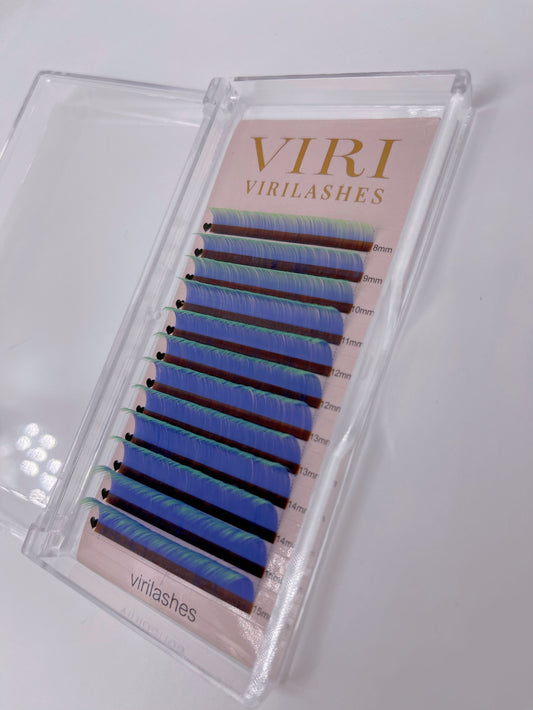 Blue to green neon color lashes ;Glows under blue light