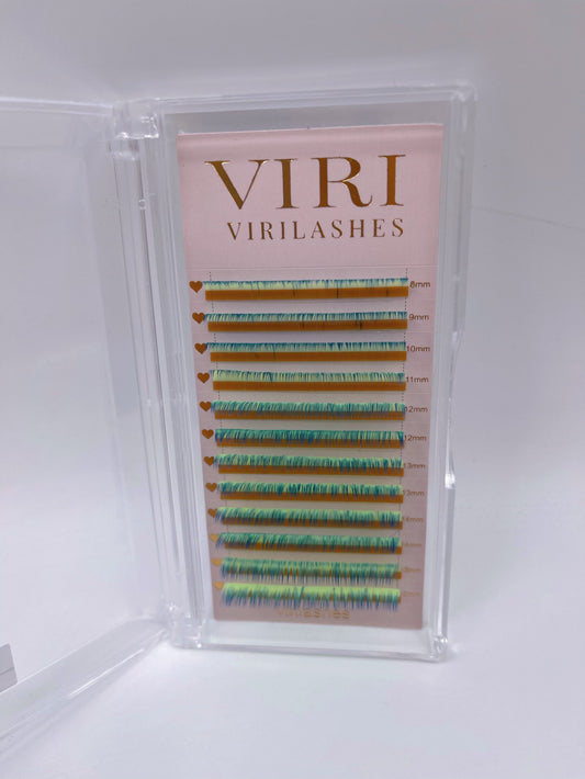 green to blue neon color lashes ;Glows under blue light