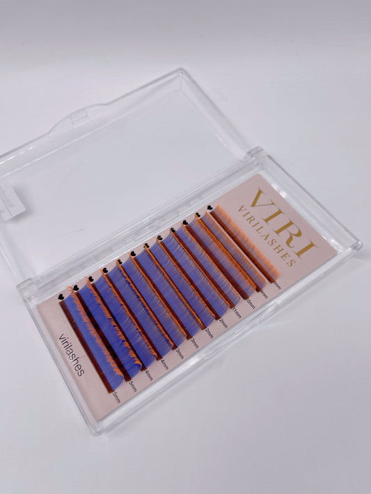 Blue to orange neon color lashes ;Glows under blue light