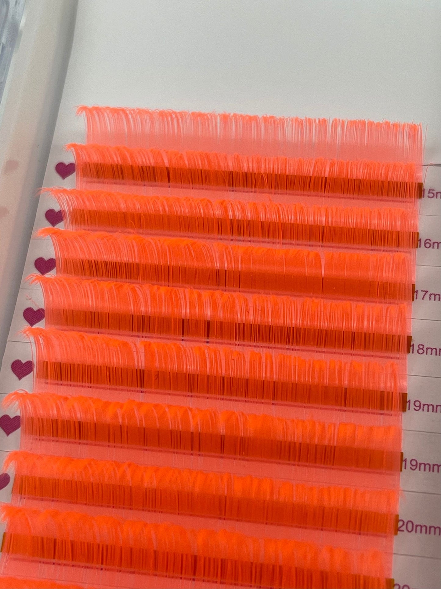 orange neon color lashes ;Glows under blue light