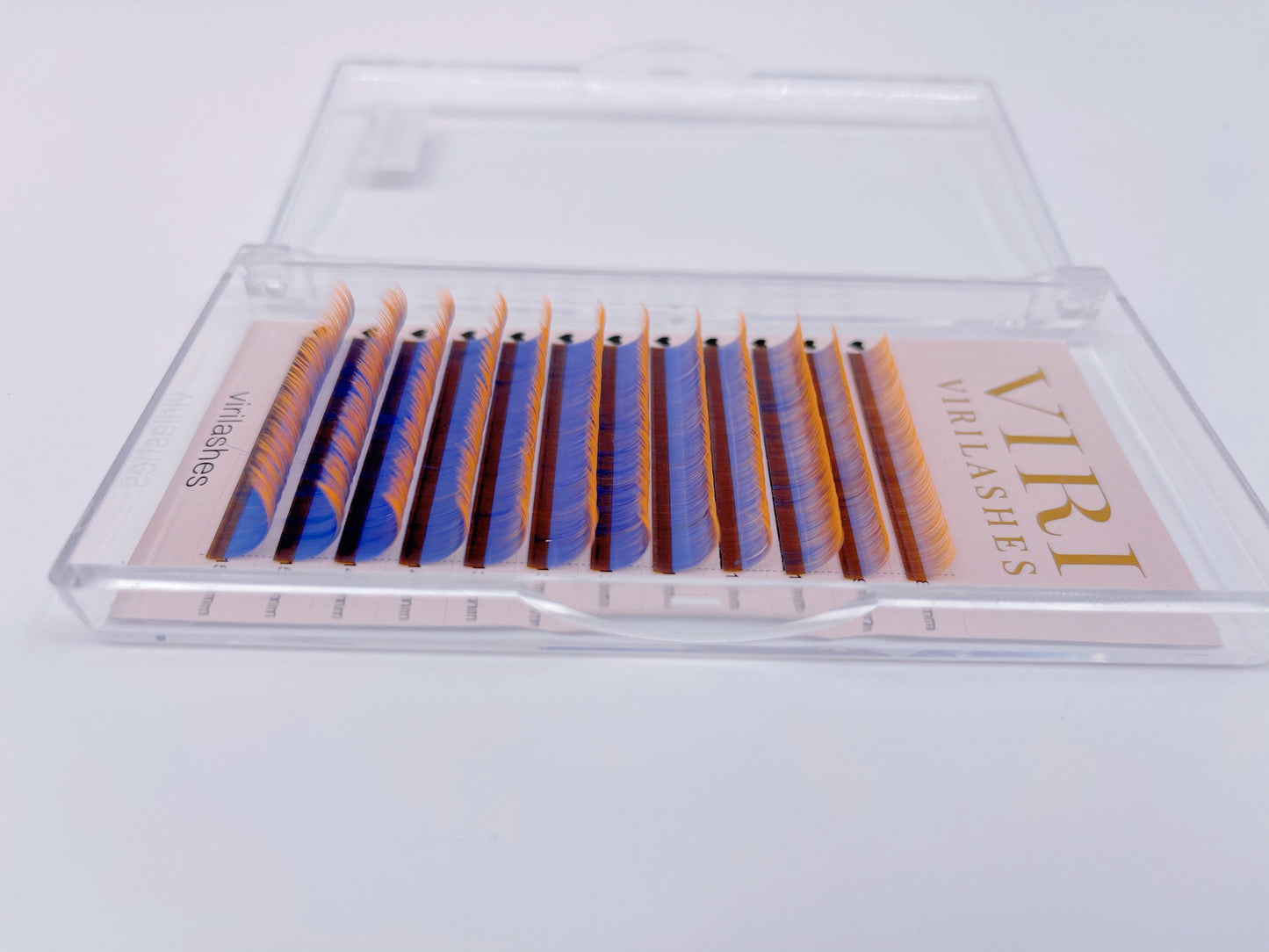 Blue to orange neon color lashes ；Glows under blue light